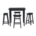 thumbnail image 5 of 2-Pack Black Wood Bar Stools with Saddle Seat for Counter Height Dining Table, 5 of 7