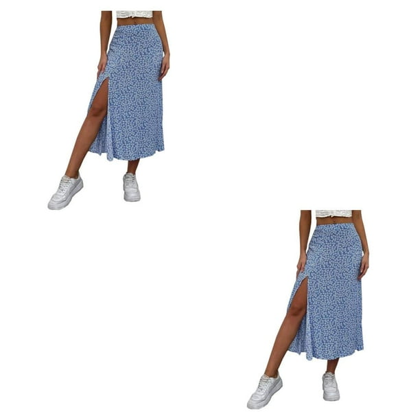 Qarigey larga dividida con estampado informal, elegante, bonita, para oficina, para adolescentes, ropa de primavera y verano, accesorios para Type1 NO1 Qarigey CBP583448