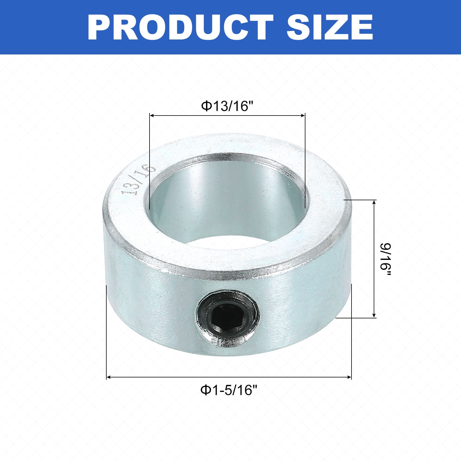 8pcs Set Screw Collars 13/16" Bore Carbon Steel Shaft Collars, 1-5/16" OD, 9/16" Width Lock Axle Collar Clamp