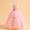 thumbnail image 4 of Pejock Girls Sleeveless Evening Dress - 3D Flower Mesh Princess Gown, Colorful Pageant Party Dress with Round Neck for Ages 8-12 Size 130-160, 4 of 9