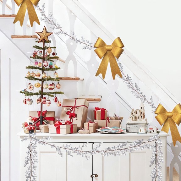AZXY Christmas Garland, Christmas Tree Garland, 6 Ft Plastic White Christmas Garland, Christmas Indoor Outdoor Garland for Christmas Decoration