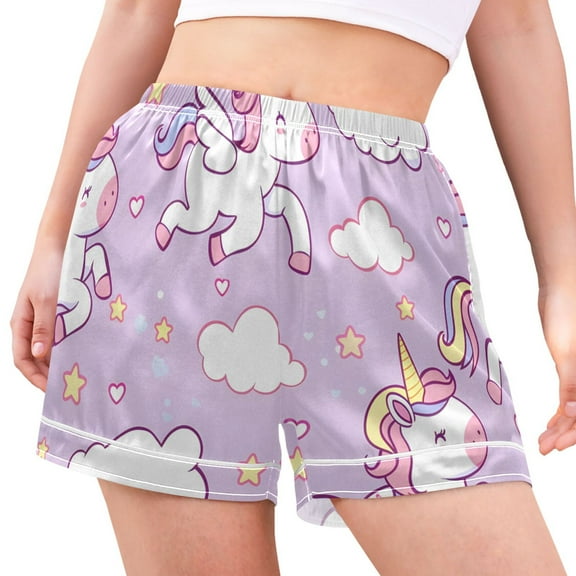 joogoo Women's Pajama Lounge Shorts Cartoon Cute Unicorn Bottoms Sleep Short M