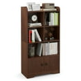 thumbnail image 2 of Spaco 4 Tiers Bookshelf with 4 Cubes Display Shelf and 2 Doors-Brown, Tall Bookshelf, Shelves for Living Room, Home Office, Bedroom, Balcony, 2 of 7