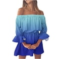 thumbnail image 1 of Vestidos estampados y sólidos con mangas acampanadas y hombros descubiertos, informales, sexys, de verano, para mujer Fridja  bnh6516, 1 of 5