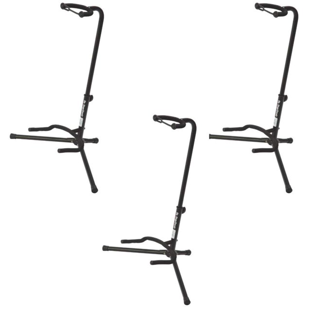 On Stage XCG4 Support de Guitare Tubulaire Rembourré en Velours - (Lot de 3)