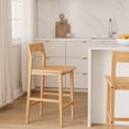 thumbnail image 4 of Joyyskill Wood Bar Stools Set of 3, Counter Height Barstools Armless Farmhouse Wooden Bar Dining Chairs with Solid Wood Legs, Natural Oak, 4 of 7
