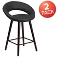 thumbnail image 2 of Flash Furniture 2 Pk. 24'' High Contemporary Cappuccino Wood Rounded Back Counter Height Stool in Black Vinyl, 2 of 7