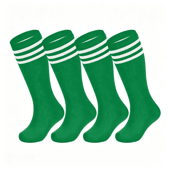 XIBUFE 2 Pairs Kids Toddler Soccer Socks Youth Baseball Knee High Socks|Boys Girls Kids Toddler Soccer Baseball Socks Softball Football Tball Striped Socks Team Sports Accessories 1-12 Years