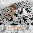 thumbnail image 4 of Black Dinosaur Comforter Set Full Size, Pixel Art Style Cartoon Animals Heart Farmhouse Soft Bedding Set for Man Woman, 4 Pieces Duvet Cover Set with Fitted Sheet, 2 Pillowcases, 4 of 12