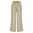 thumbnail image 6 of BADHUB Womens Linen Pants 2025 Cutout Side Summer Casual Beach Drawstring Elastic Waist Trousers Beige XXXL, 6 of 9