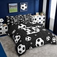 thumbnail image 2 of Erosebridal Kawaii Soccer Pattern Kids 7 Pieces Bedding Comforter Set,Letter D Monogrammed Full Bedding Set For Boys Teens,Reversible Black, 2 of 7