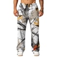 thumbnail image 5 of Mens Camo Wide Leg Pants Baggy Elastic Drawstring Waist Hunting Jogger Sweatpants with Side Pockets Gray L, 5 of 7