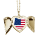 thumbnail image 1 of Mapa de franjas en forma de estrellas de la bandera de Estados Unidos Collar colgante en forma de melocotón con alas Unbranded M, 1 of 3