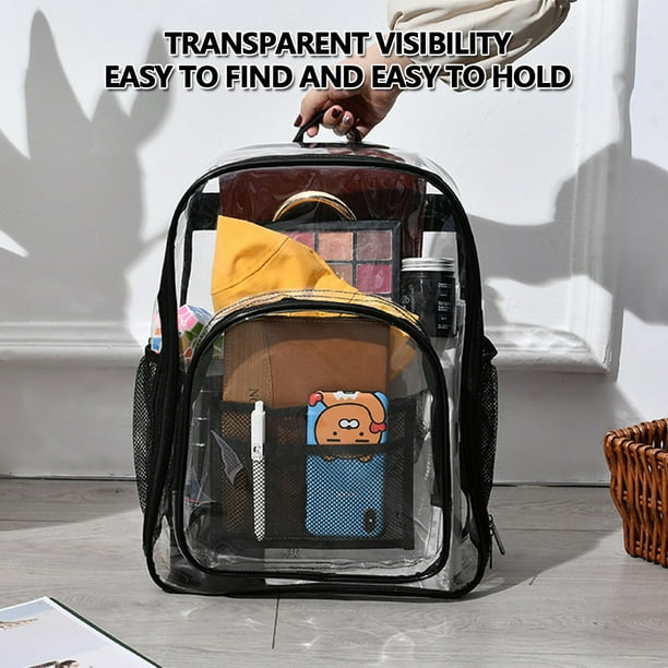 Mochila transparente de 17 Mochila transparente resistente al agua Mochila de gran capacidad Mochila escolar con correas ajustables Para escuela trabajo estadio viajes de seguridad universidad Muyoka ...