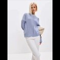 thumbnail image 4 of Suéteres de Punto Grueso para Mujer, Otoño 2025, Larga, Cuello Redondo, Jersey Holgado, Ropa de Moda de Invierno. Azul y Gris M, 4 of 10
