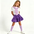 thumbnail image 4 of Odeerbi Niñas 4 Piezas Preppy Traje Manga Corta Camiseta + Falda Plisada En Capas + Chal + Calcetines Escenario Conjunto de Rendimiento, 4 of 7
