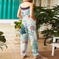 thumbnail image 6 of Women's Christmas Printed Cotton Linen Jumpsuit - Casual Loose Retro Overalls With Pockets, White Size XXL, 6 of 7