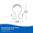 thumbnail image 6 of Kenney Rust-Proof Aluminum Beaded Roller Ball Shower Curtain Double Hooks, Set of 12, Matte Grey, 6 of 6