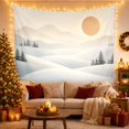 thumbnail image 3 of Snowy Mountain Peaks With Ochre Sun Above Rolling Fields, Serene Minimalist for Nature Lovers, Winter Landscape Wall Art, Housewarming Gift, Tapestry Wall Hanging for Bedroom and Living Room, 3 of 7