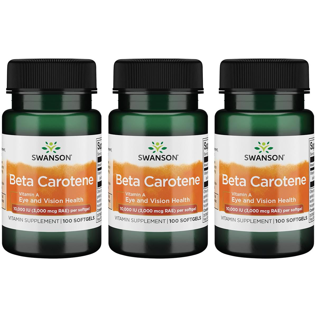 Swanson BetaCarotene 10,000 Iu (3,000 mcg Rae) 100 Sgels 3 Pack