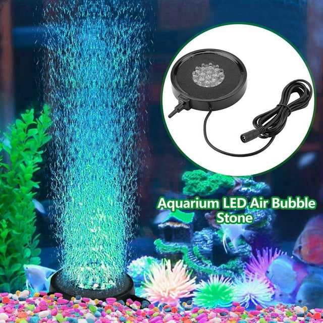 Garosa LED Aquarium Air Bubble Stone Light Color Changing Lamp Fish Tank Decor EU Plug 100-240V, Aquarium Light Color Stone, Fish Tank LED Stone