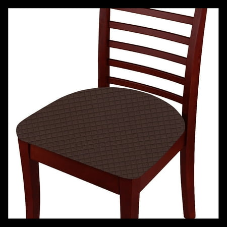 Dining Table Chairs Covers Fancy Linen 2pc Dining Chair Pad Cover Set Waterproof Stretchable Solid Coffee/Dark Brown New ()