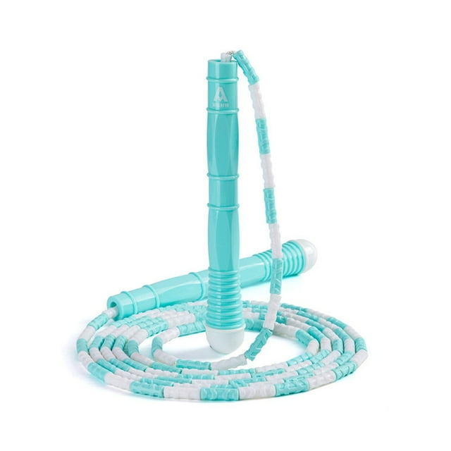 Toystoory Cuerda para saltar con cuentas, ajustable, portátil, para interior y exterior, para deportes, escuela, segmentada, para saltar, Accesorios para máquinas de ejercicios Verde claro