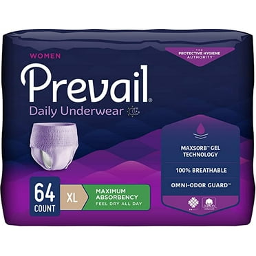 Prevail Incontinence Protective Underwear for Women, Maximum Absorbency, X-Large, 64 Count