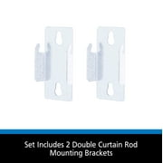 Mainstays Double Curtain Rod Metal Mounting Brackets, Set of 2, Silver