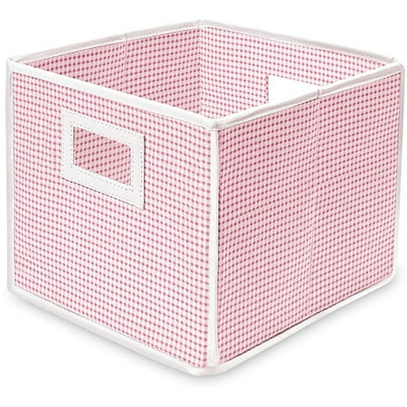 Badger Basket - Fabric Folding Cube, Pink Gingham