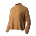 thumbnail image 2 of A2Y Women's Relaxed fit Mock Neck Mossy Fluffy Knit High Low Sweater Dark Mustard S, 2 of 5