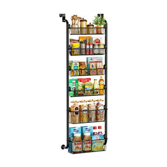 Alician Over The Door Organizer, Metal Behind Door Hanging Storage Organizer Shelf With Adjustable Basket, Over Door Hanging Organizer For Bedroom Kitchen