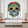 thumbnail image 2 of Ambesonne Sugar Skull Kitchen Curtains, Folk Art Featured, 55"x39", Multicolor, 2 of 3