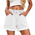 thumbnail image 7 of ByworldtasicNo Boundaries Womens Jean Shorts Summer Casual Mid Rise Cuffed Elastic Waist Denim Shorts, 7 of 7