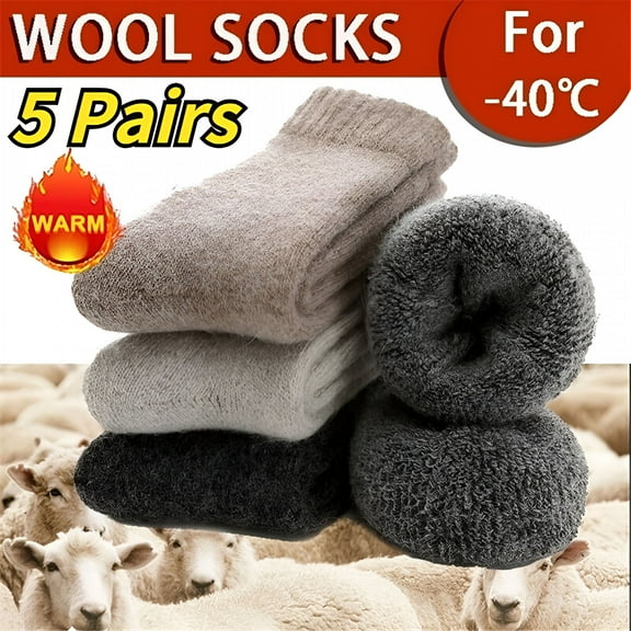 OQRKI 5 Pairs Winter Super Thick Merino Wool Boot Warm Thermal Socks Heavy Duty
