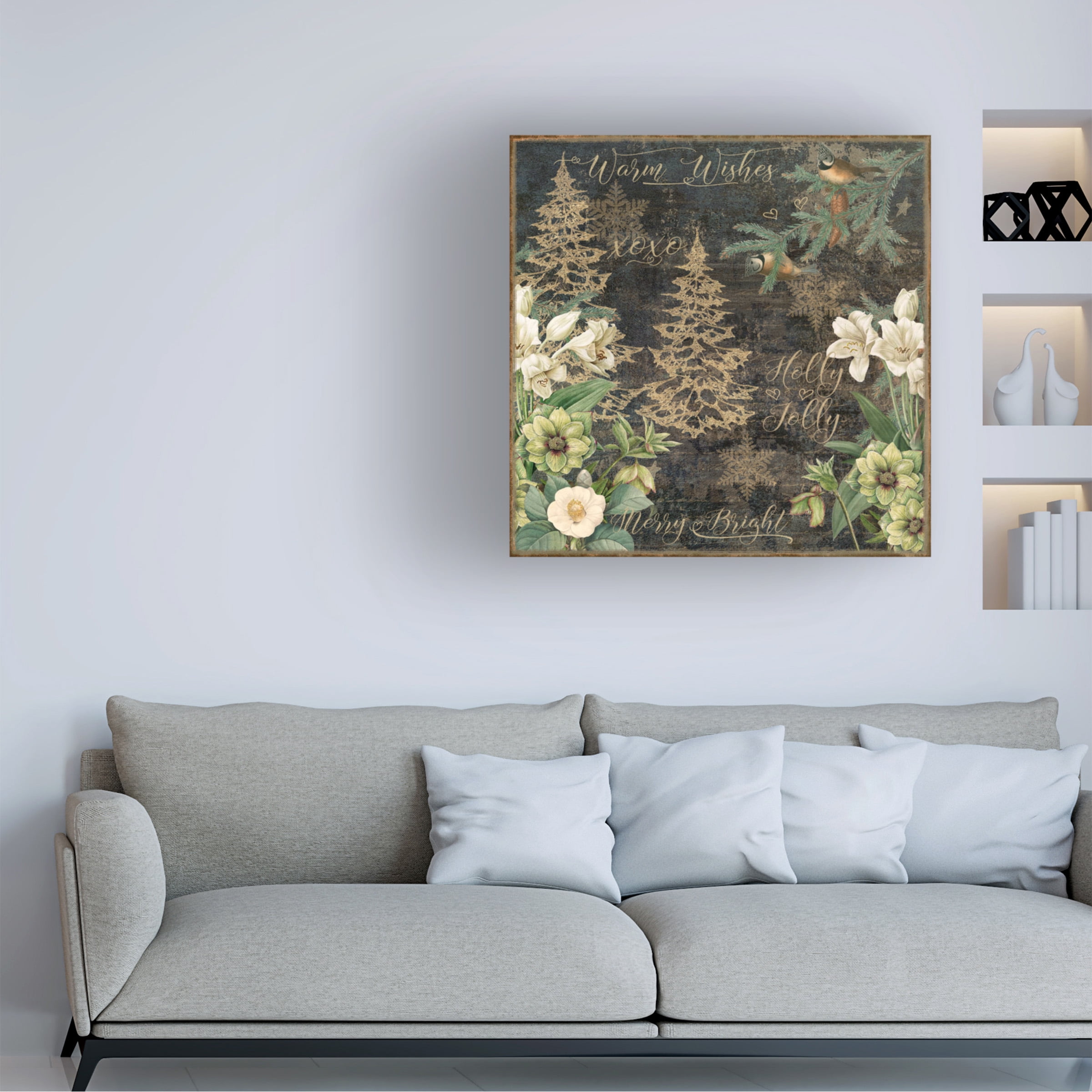 Cora Niele 'Golden Chirstmas Trees' Canvas Art