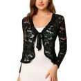 thumbnail image 5 of DARING DIVA Women's Ruffled Hem Floral Lace Crop Shrug Cardigan XL Black, 5 of 6