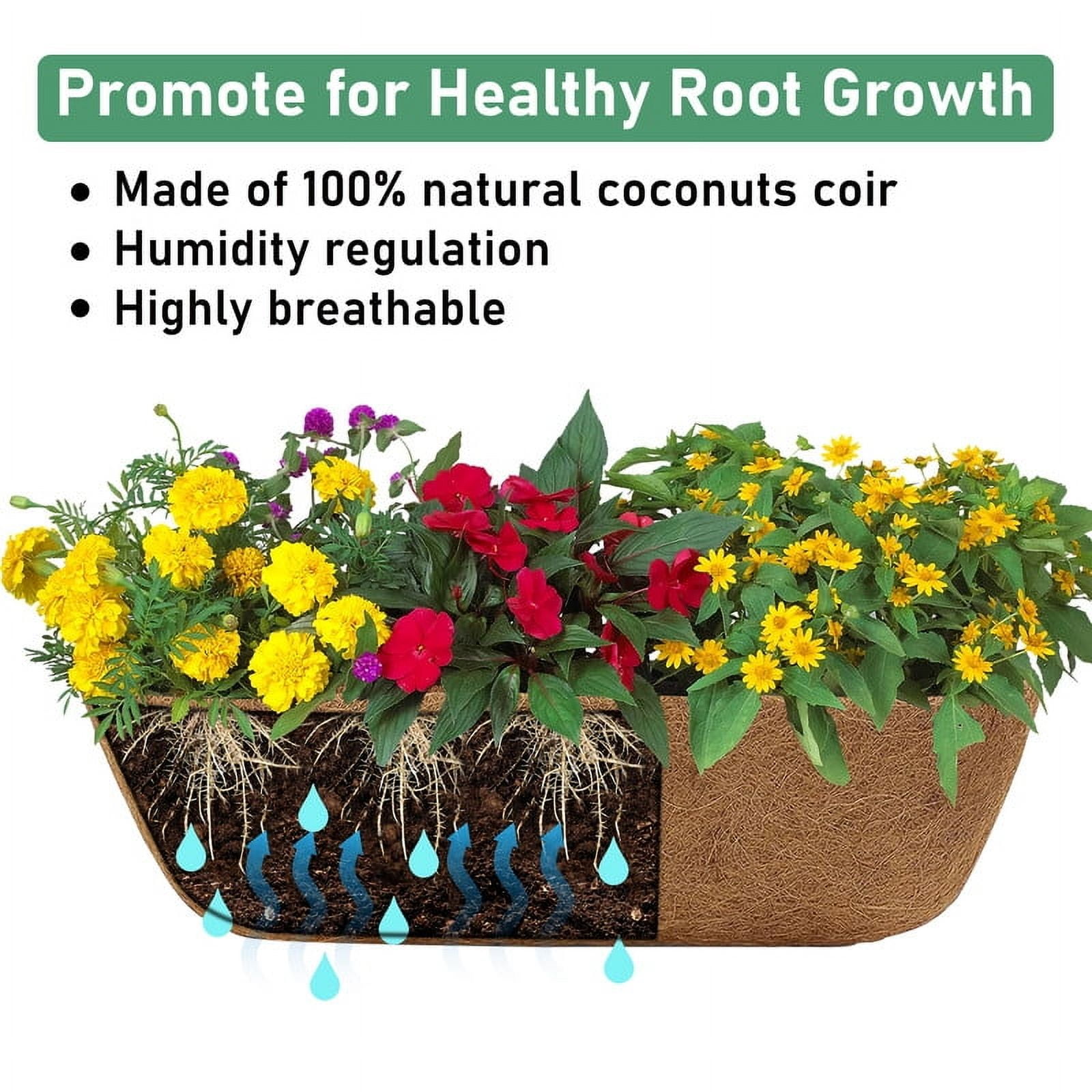 Every Moment Counts 2-Pack 24" Vertical Stack Railing Planters, Window Box Set with Coco Liners & Drainage - Dual-Tier Rail Décor for Patio/Deck