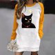 thumbnail image 2 of Top de suéter largo de manga larga con cuello en O y estampado informal de moda para mujer Fridja  fksj947, 2 of 5