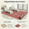 thumbnail image 5 of Fab Habitat Outdoor Rug - Waterproof, Fade Resistant, Crease-Free - Premium Recycled Plastic - Vintage Boho Kilim - Large Patio, Deck, Sunroom, Camping, RV - Lhasa - Orange & Violet - 6 x 9 ft, 5 of 10