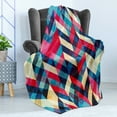 thumbnail image 4 of Chevron Soft Flannel Fleece Blanket, Zigzag Pattern Downward Parallel Lines Hipster Bohemian Style Grunge Illustration, Cozy Plush for Indoor and Outdoor Use, 50" x 60", Multicolor, by Ambesonne, 4 of 5