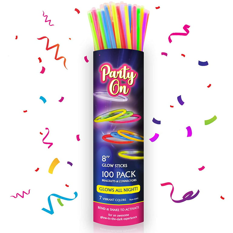 Glow Sticks Party Supplies Favors Decorations 100pk - 8 inch Glow in the  Dark Light up Sticks, Neon Party Glow Necklaces and Bracelets W/Connectors  