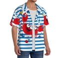 thumbnail image 4 of Fotbe Red Funny Crab on Blue Stripe print Short Sleeve Button Down Shirts for Men Casual Summer Beach Wrinkle Free Shirt-Small, 4 of 7