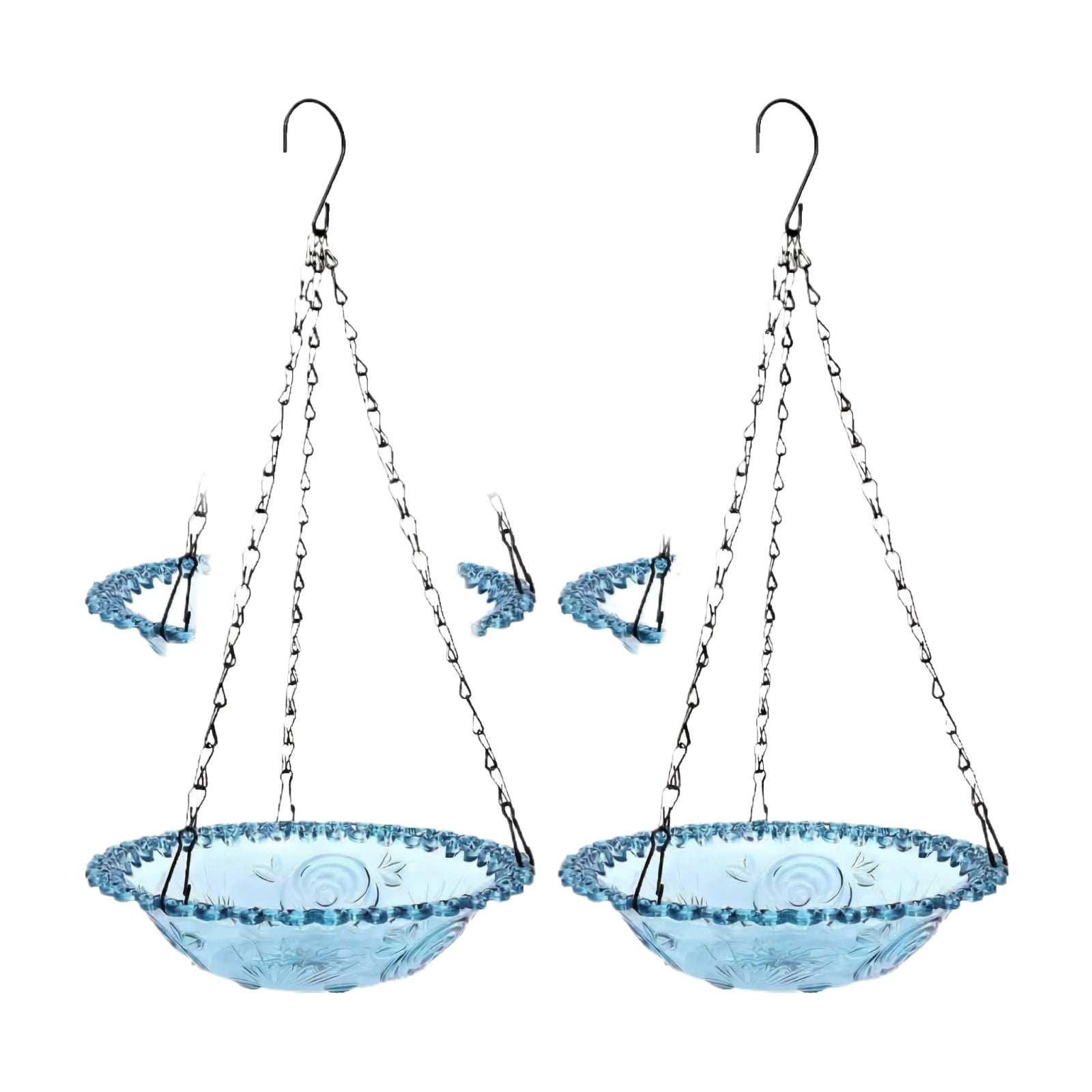 Hanging Wild Bird Feeder Set for Outdoor Garden Single Layer Mesh Bird Seed Feeders 2 Pack