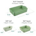 thumbnail image 3 of Best Choice Products Ceramic Bakeware Set of 3 Casserole, Loaf, and Square Dishes w/ Handles - Sage Green, 3 of 9