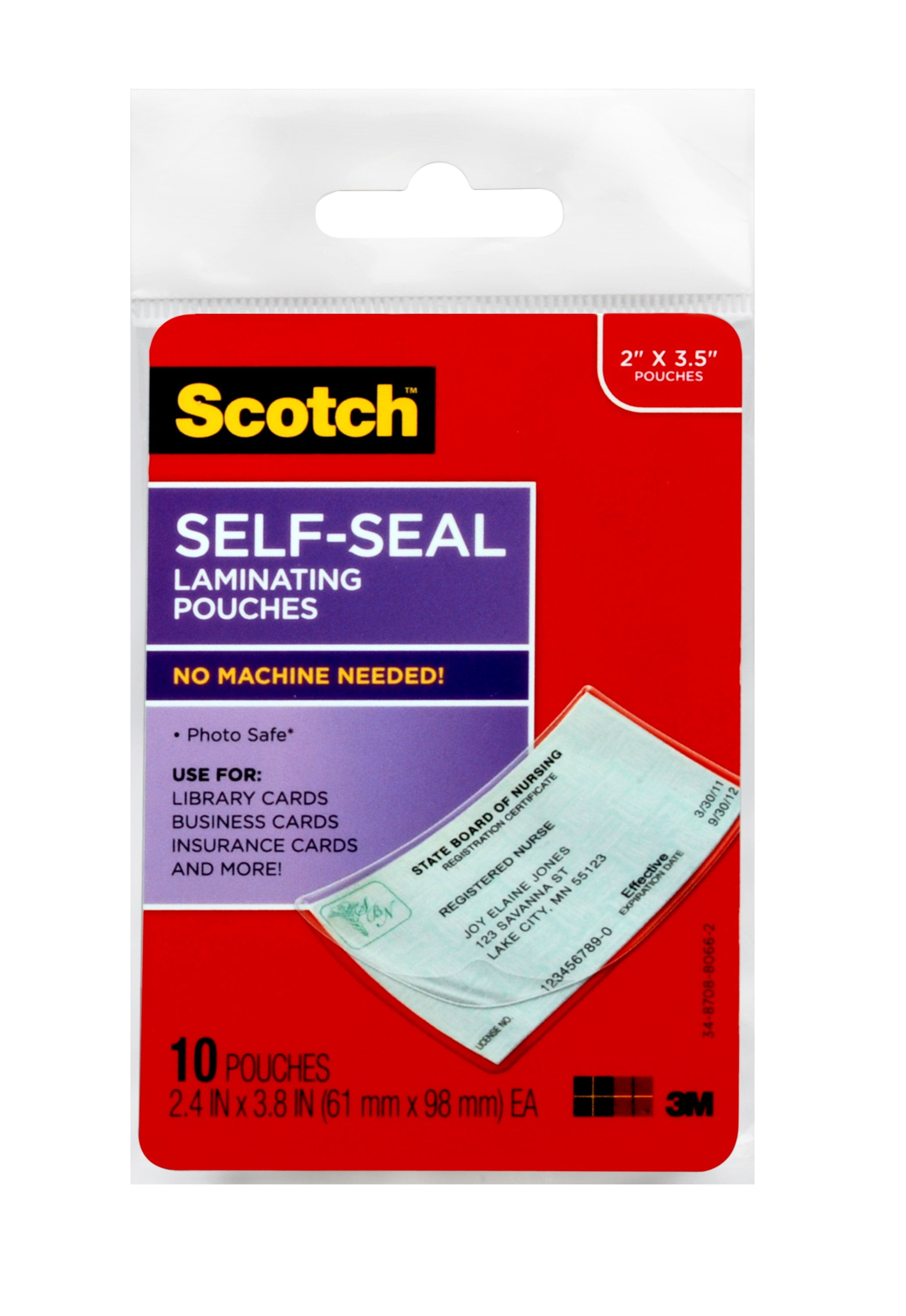 Scotch Self Sealing Laminating Pouch Business Card Size 2 In X 3 5 In 10 Count Walmart Com Walmart Com Scotch Self Sealing Laminating Pouch Business Card Size 2 In X 3 5 In 10 Count Walmart Com Walmart Com
