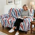 thumbnail image 6 of Xixirimido Recliner Chair Cover, 6-Pieces Stretch Recliner Covers for 2 Seat Reclining Chair Slipcover Loveseat Furniture Protector for Pets Kids, US Flag Style Stripe, 6 of 8