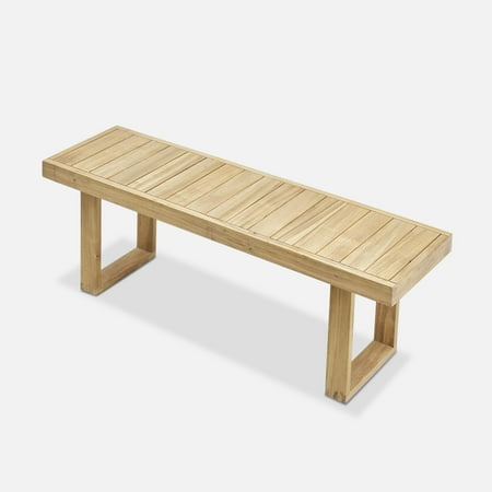 mopio Bruno 51" Patio Dining , Solid Acacia Wood Outdoor & Indoor Benches for Dining, Slatted Mid Century Modern Farmhouse Outdoor , for Picnic Garden Backyard Poolside Porch Conversation