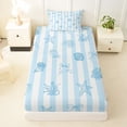thumbnail image 3 of Erosebridal Girls Blue Ribbon Bow Twin Sheet Sets 3pcs,Ocean Seashell Starfish Bedding for Teens Women,Ultra Soft Home Decor, 3 of 5