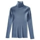 thumbnail image 5 of Suéter de punto de cuello alto ajustado de mujer de manga larga Invierno azul Yinane, 5 of 8